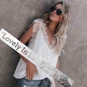 ‘Lovely In Lace’ Tank Top In White